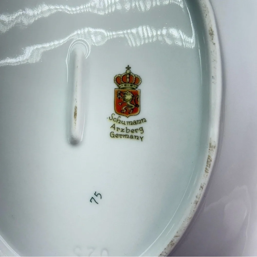 Vintage Schumann Arzberg Germany  Wild Rose Gilded Porcelain Serving Bowl